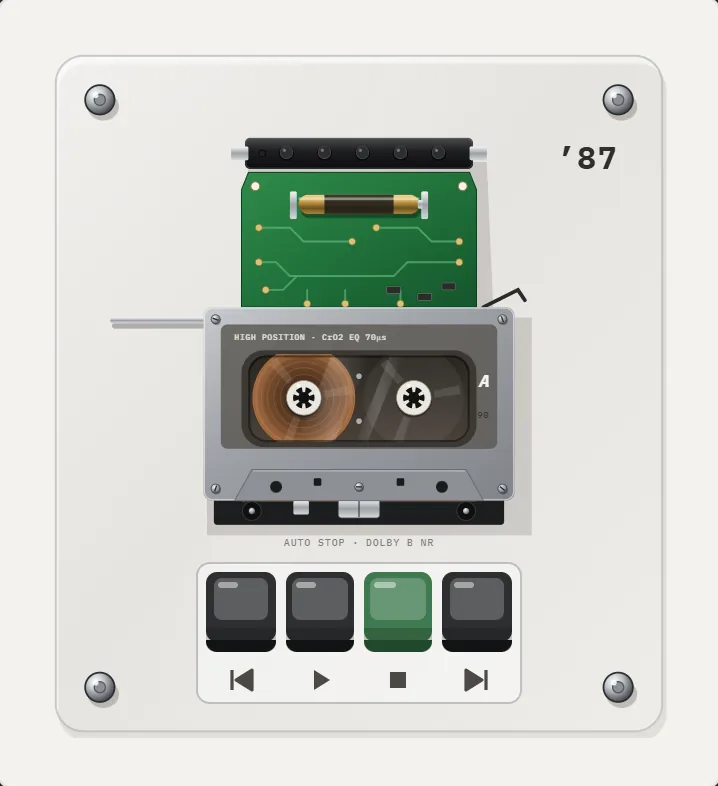 1987 Cassette in REWIND